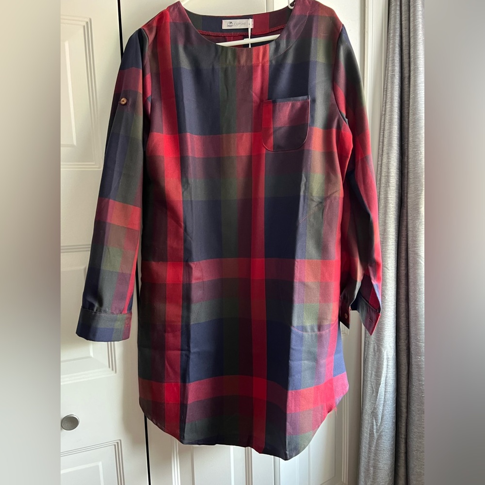 Red and Blue Plaid Dress